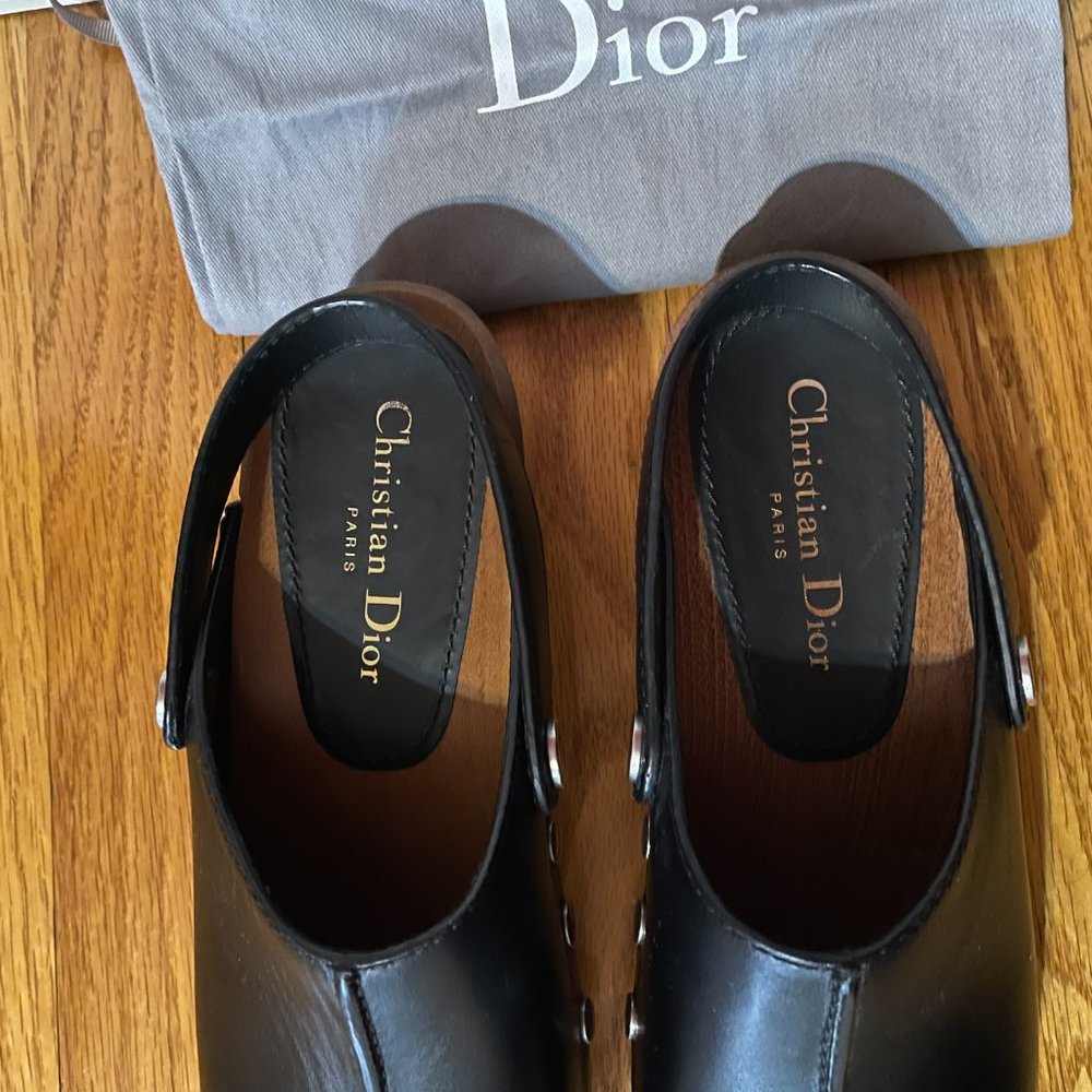 CHRISTIAN DIOR Diorquake Black Leather Clogs - Picture 7 of 15